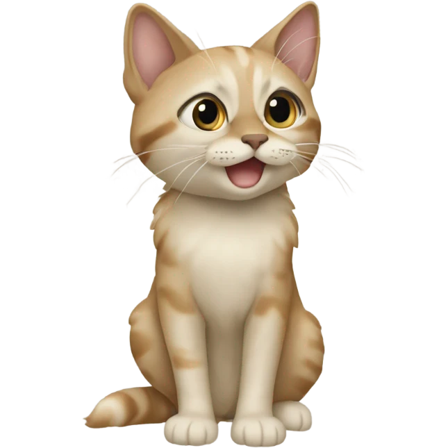 Коричнево-бежево-белая кошка с загнутыми ушками назад emoji