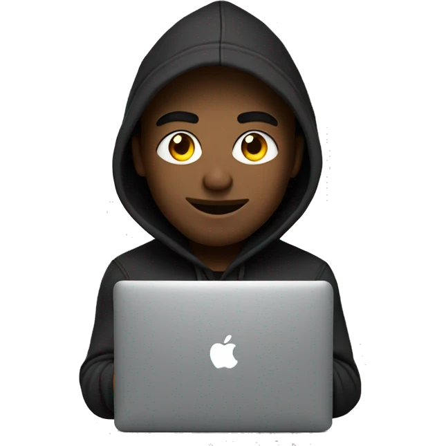 a programmer with hoodies black and macbook pro 2012 emoji