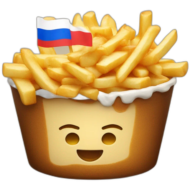 Poutine avec le drapeau de la Russie emoji