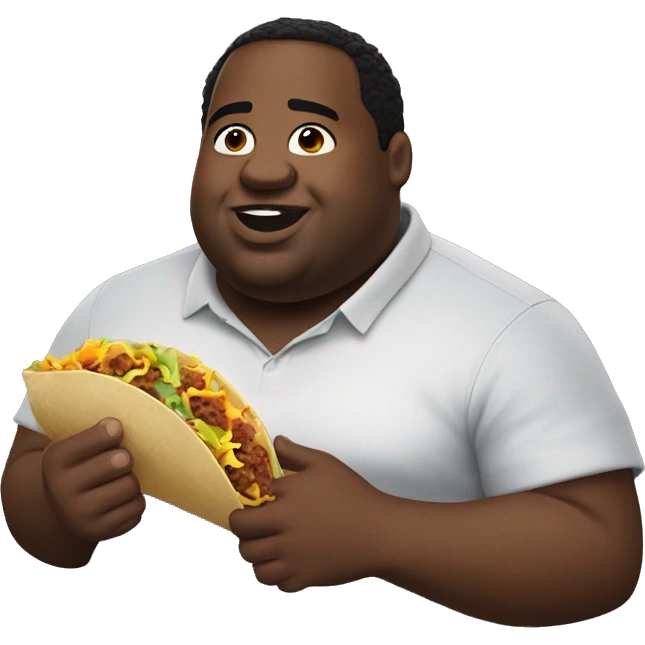 Fat black man eating taco bell emoji