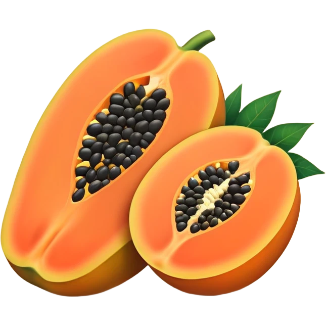 papaya fruit, whole and sliced, bright colors emoji