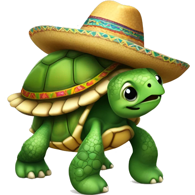 happy turtle with a sombrero on its back emoji