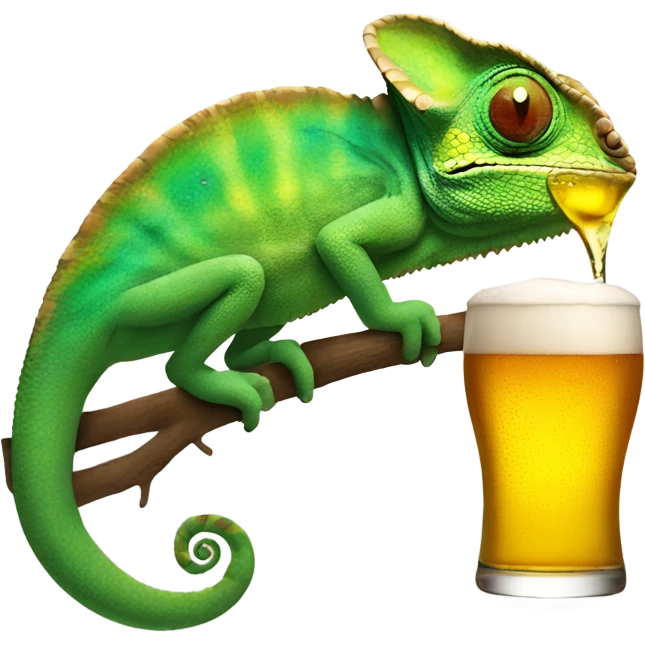 Chameleon drinking beer emoji