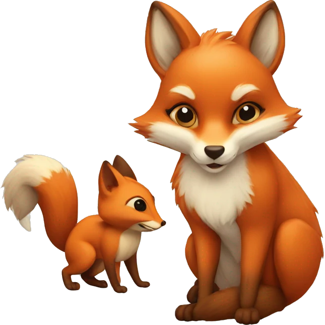 fox next to a squirrel emoji