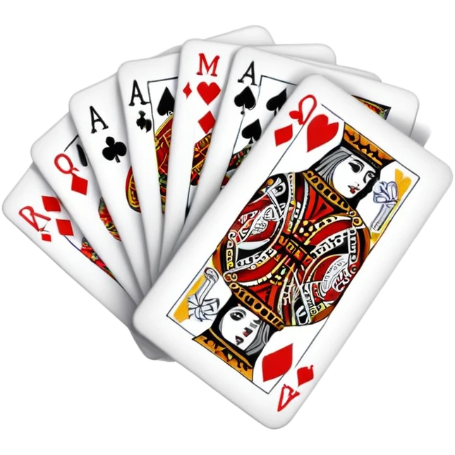 Canasta card game with red and black cards and melds emoji