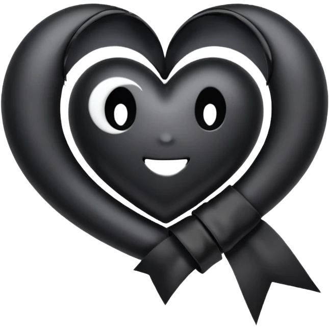 emo heart with crescent moon and black ribbon emoji