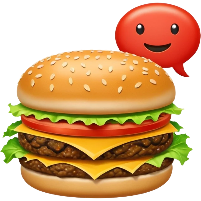 hamburger inside a comic book speech bubble emoji
