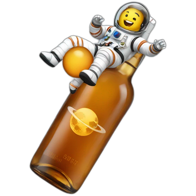 Astronaut floating on a whiskey bottle emoji