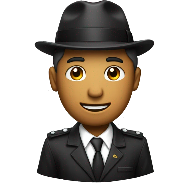 Un hombre con una gorra camisa negra y corbata riéndose llorando aflijo  emoji