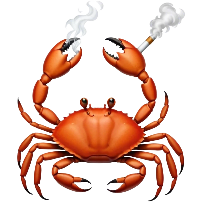 Crab smoking cigarette emoji