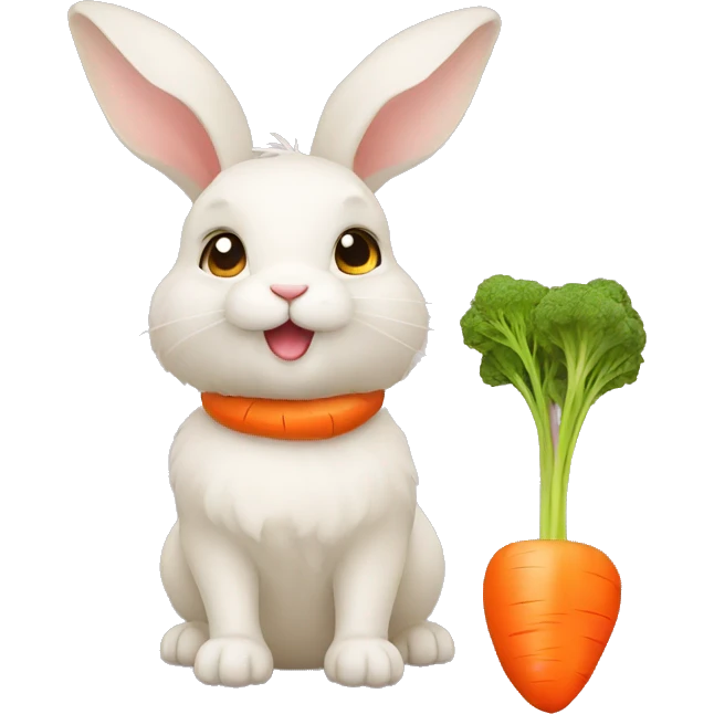 a blond dwarf rabbit with a carrot emoji