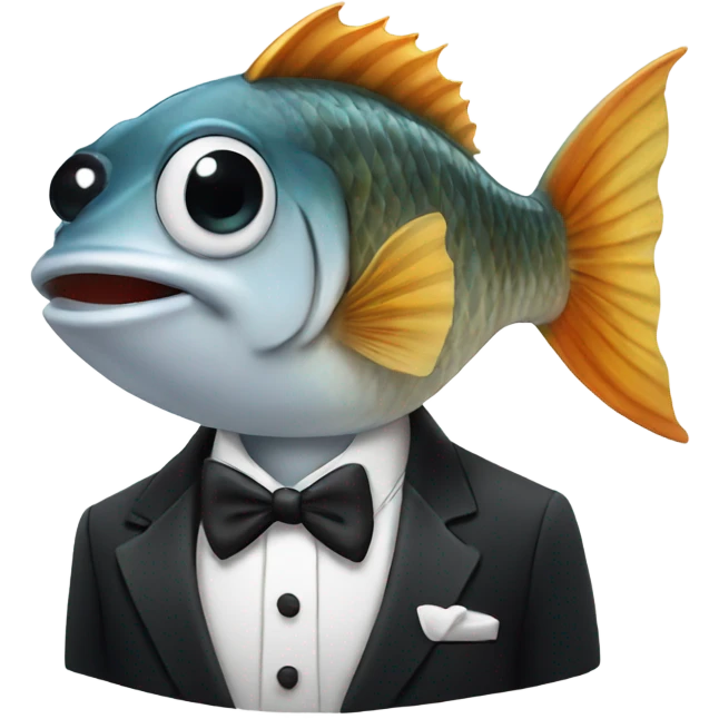 Fish wearing a tuxedo emoji