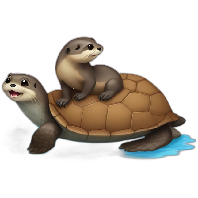 Loutre sur une tortue emoji