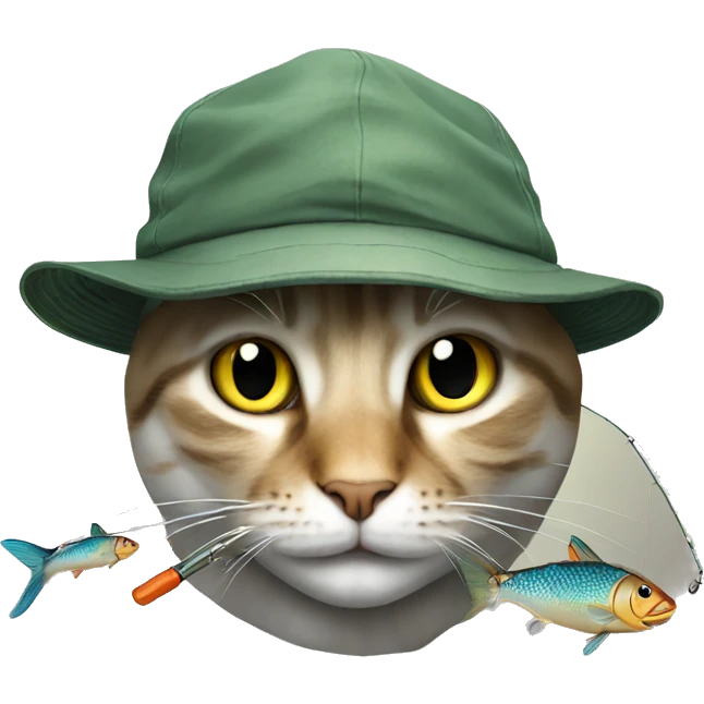cat with cap while fishing  emoji