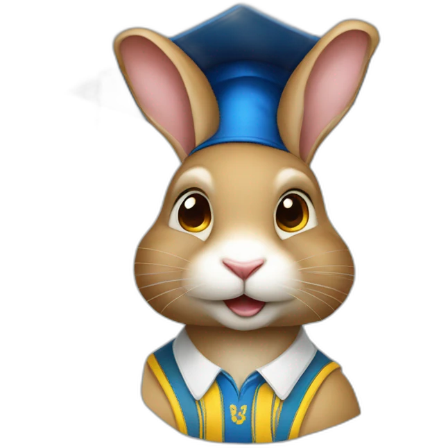 Ukrainian rabbit student in a square academic cap emoji