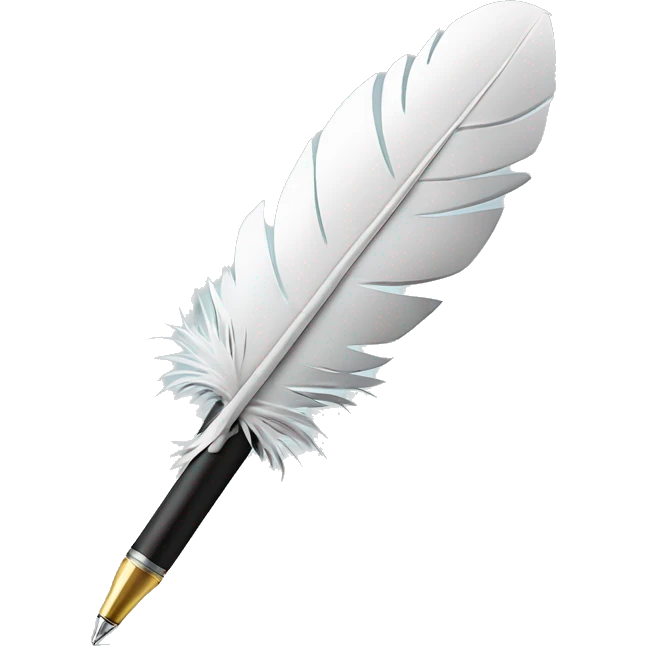 pen in the form of a feather with a piece of paper emoji