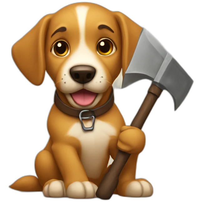 dog hold a pickaxe emoji