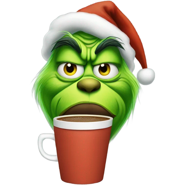 Grinch with coffee emoji