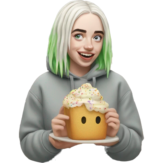 billie eilish enjoying some local bakery treats emoji | AI Emoji Generator