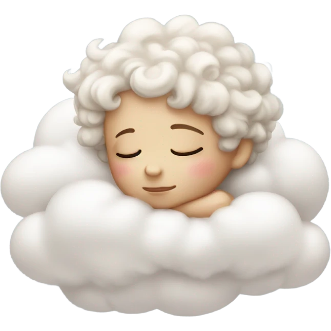 Realistic Photo of pale cupid asleep on a cloud emoji
