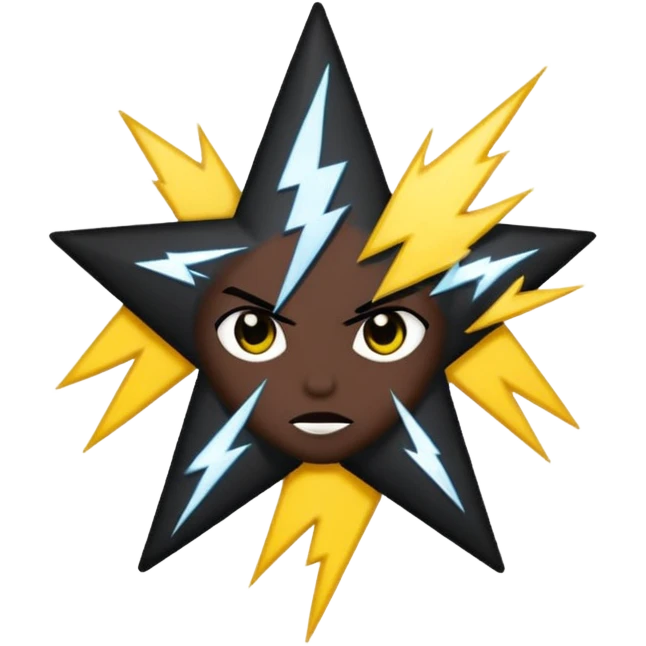 emo black star with a lightning bolt emoji