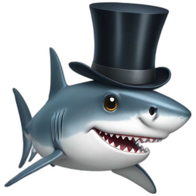 Shark with a top hat emoji