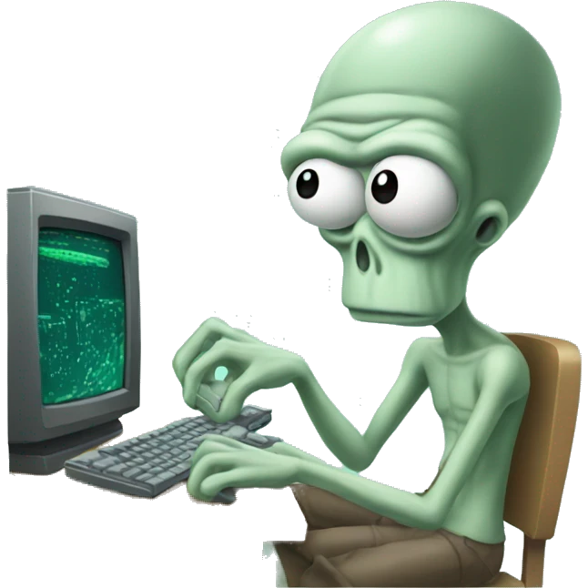 Squidward playing a computer game emoji