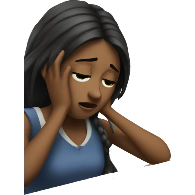 A girl crying while studying emoji