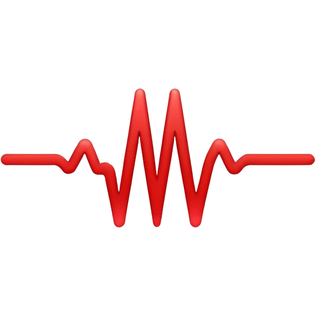 Minimalistic logo for MedSignal, sleek red pulse forming the letters 'AI' inside a smooth geometric shape, glowing red accents, clean white background, no black, conveying high-tech healthcare and AI technology emoji