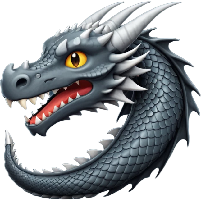 iOS style emoji, minimal dragon fang, dark fantasy object emoji