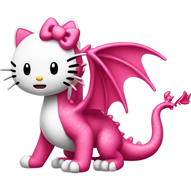 Hello kitty on dragon emoji