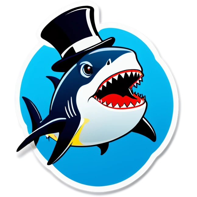 Shark with a top hat emoji