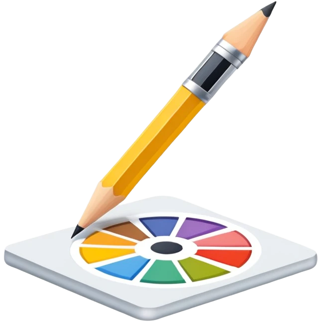 digital graphic template with a pencil, crop icon, and color palette tools around it emoji