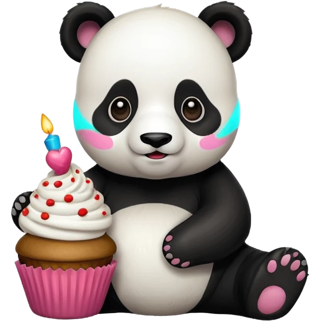 panda with cupcake emoji