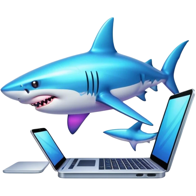 Shark with a computer  emoji