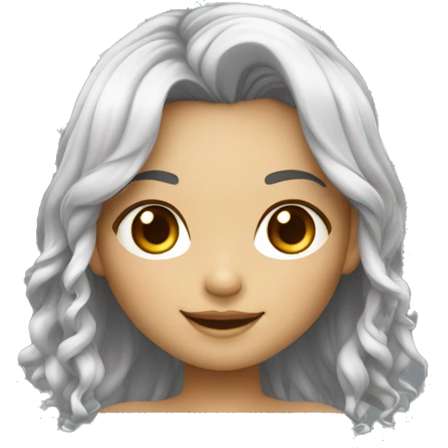 Uma boneca chibi sorridente com olhos brilhantes e talvez até pulando de alegria. emoji