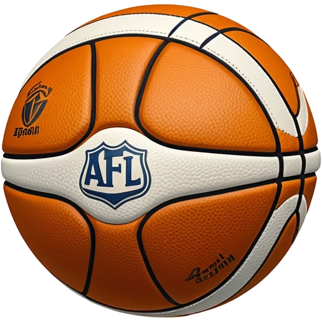 Cinematic Realistic image of an AFL ball with a rugged, textured leather surface and vibrant markings, rendered in rich detail with subtle signs of wear, set against a dynamic sports backdrop under energetic lighting emoji