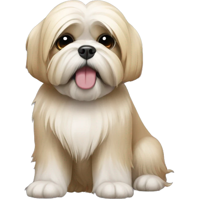 Lhasa apso with package bow above left ear emoji