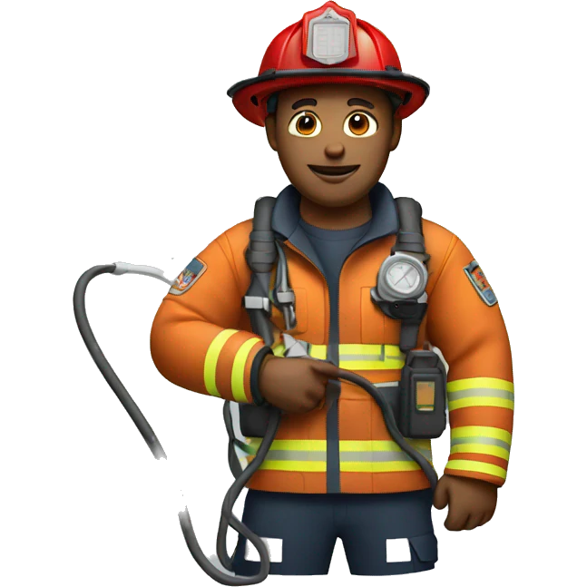 Firefighter holding a usb cable emoji