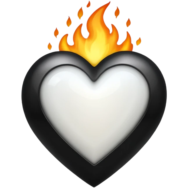 ❤️‍🔥 .. make the red heart white and flame to black. The structure should be as it is emoji