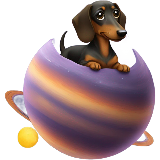 Dachshund on a planet  emoji