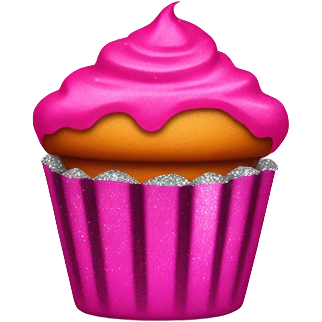 Hot pink muffin with glitter wrapping  emoji