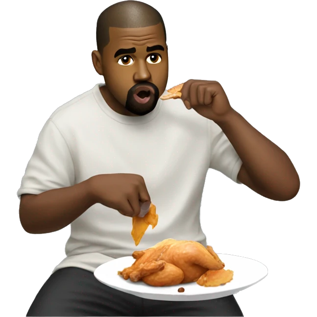 kanye eating chicken with tongue out emoji