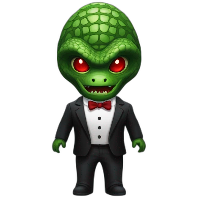 reptiloid in a black suite with red laser eyes emoji