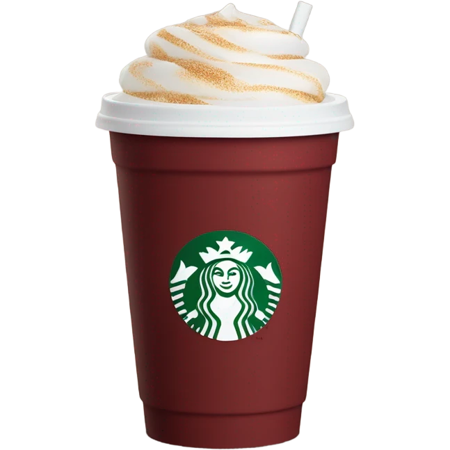 Dark red starbucks with Daniel written on it emoji
