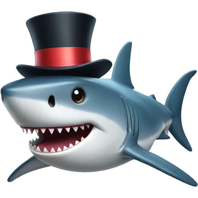 Shark with a top hat emoji