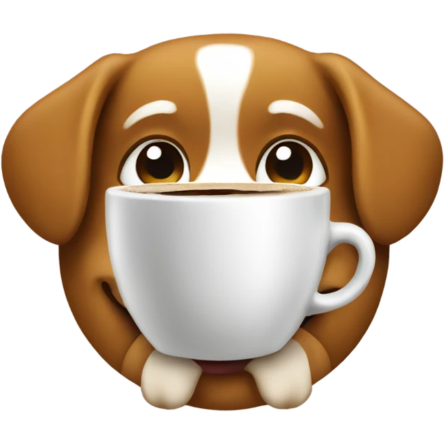 Dog with a coffee emoji