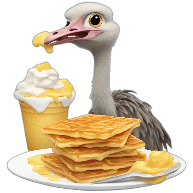 Ostrich eating waffles  emoji