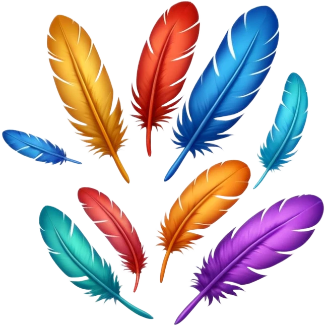 Different colored feathers falling ￼ emoji