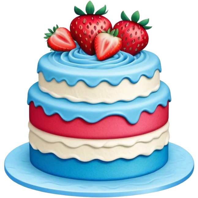Blue cake with strawberry  emoji